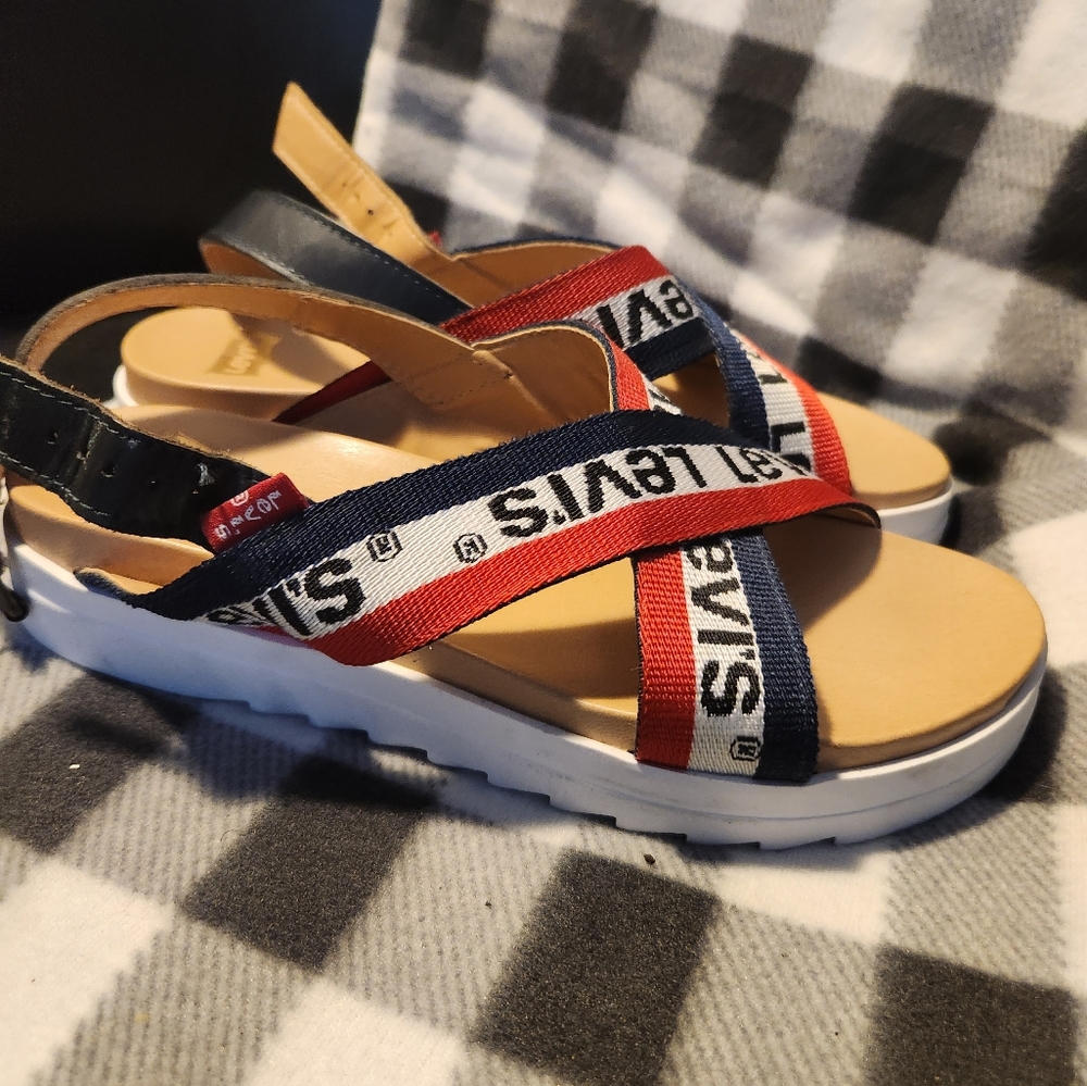 LEVI'S  Sandals - Size 8 - Summer Sandals - Sporty Sandals - Red/White/Blue